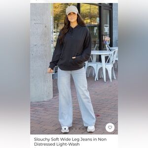 Grace & Lace Slouchy Wide Leg Non Distressed Size 14, Light Wash